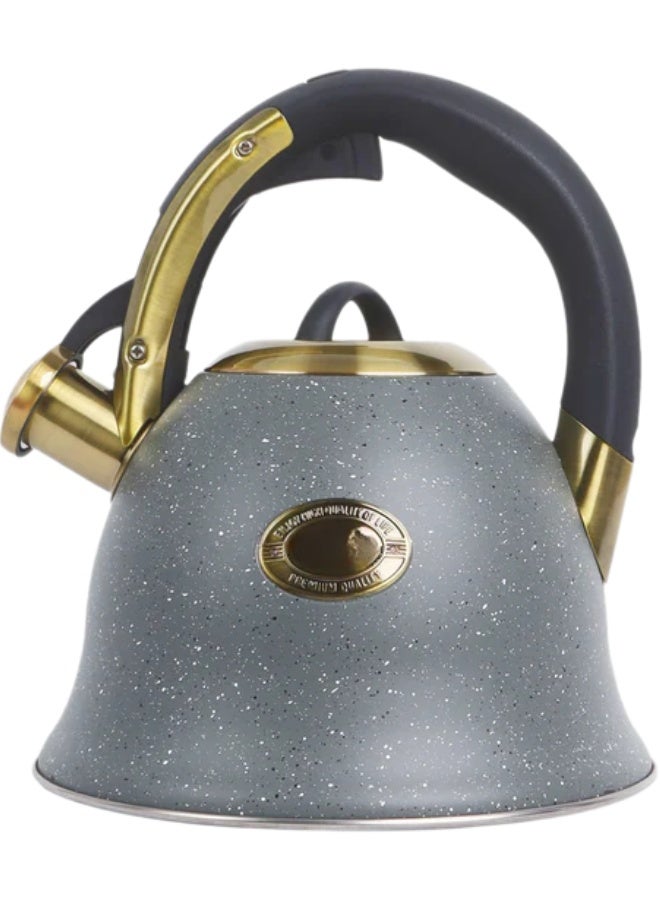 غلاية شاي ستانلس ستيل غذائي 18/10 عالية الجودة بسعة 3 لتر مع صفارة تنبيه عند الغليان – غلاية ماء توضع على البوتاجاز سريعة الغليان مقاومة للصدأ والحرارة حتى 150 درجة مئوية – كاتل شاي بمقبض آمن معزول للحرارة وغطاء واسع لسهولة التعبئة والتنظيف – غلاية شاي وقهوة وأعشاب ومشروبات ساخنة للاستخدام اليومي في المطبخ المنزلي والمكاتب والمقاهي والمطاعم – تصميم متين عملي طويل العمر مناسب لجميع أنواع المواقد الغازية والكهربائية والسيراميك - Image 1